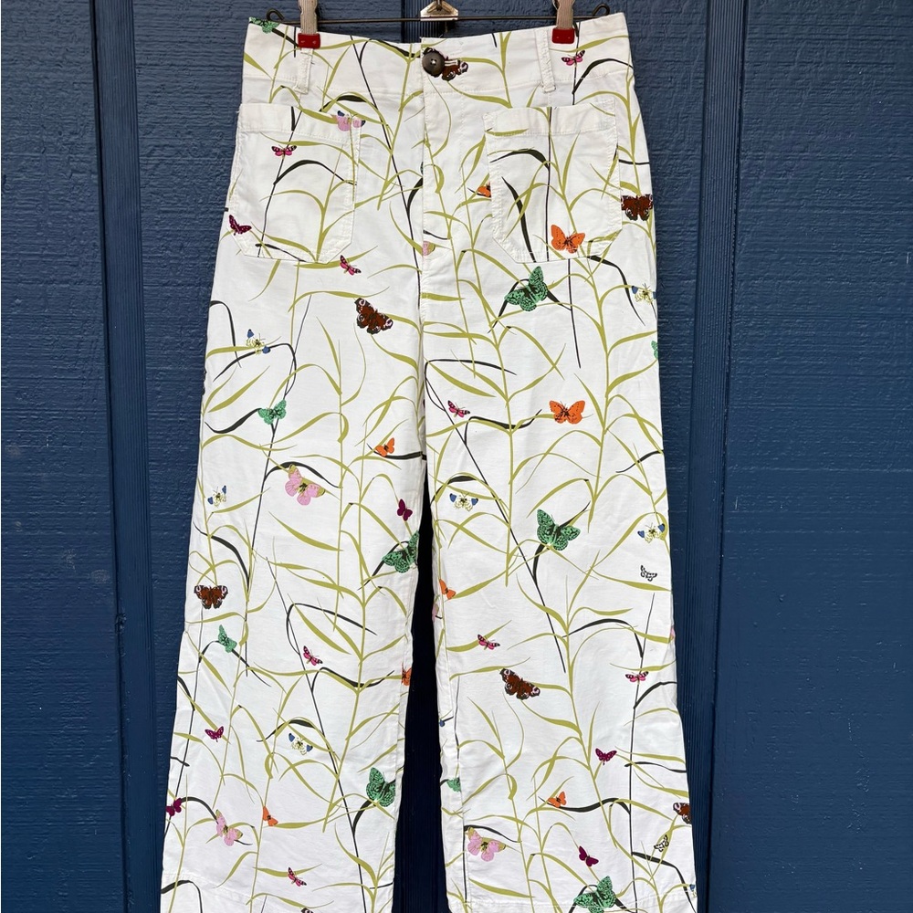 Anthropologie Butterfly Print Wide-Leg Pants